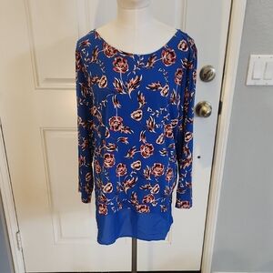 Ivanka Trump Blue Floral Long Sleeve Top